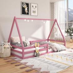 Cama Montessoriana Madeira Maciça Casa Estrado Sila - IDIMEX, ROSA