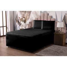 Lençol Casal Luva com Elástico Veste Colchão + Box Conjugado Malha Gel Spandex 1pç Preto