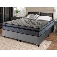 Conjunto Cama Box c/ Molas Ensacadas Montreal Cinza Queen 158x198x64