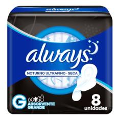 Absorvente Always Ultrafino Noites Tranquilas Seca com Abas - 8 unidades