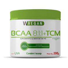 WVEGAN BCAA + TCM 200g Sabor Uva - Aminoácido MCT - Pré-Treino - Suplemento Alimentar Em Pó - Vegano, Sem Glúten e Sem Lactose