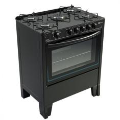 Fogão 5 Bocas Fenix Glass De Piso Preto Bivolt