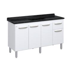 Balcão de Cozinha 4 Portas e 1 Gaveta 143cm Branco