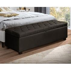 Recamier Baú Divã Sara 155cm P/ Cama Queen Sapateira Pés de Madeira - 