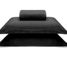 Jogo De Cama Buettner Queen Malha 100% Algodao Liso 3 Peças Image Preto