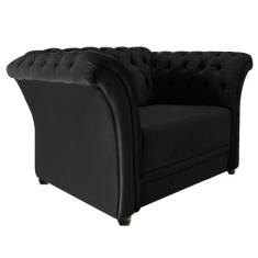 Poltrona Decorativa Chesterfield Sofia Suede Preto - ADJ Decor