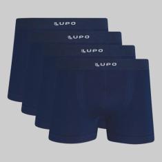 Kit 4 Cuecas Lupo Boxer Micromodal Sem Costura 00661, Azul marinho, M