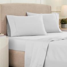 Superior Jogo de lençol de algodão egípcio de 1200 fios, lençóis de quarto, itens essenciais para a casa moderna, roupa de cama de luxo, 1 lençol com elástico alto, 1 lençol de cima, 2 fronhas, casal,