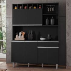 Armário De Cozinha Memphis 6 Portas Preto