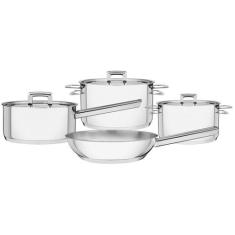 Jogo de Panelas Aço Inox Indução Tramontina 4 Peças Brava, Inox, 4