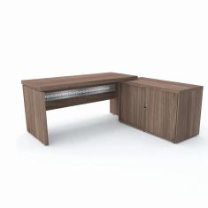 Mesa em L p/ escritório c/ balcão pandin PE50 - walnut/prata