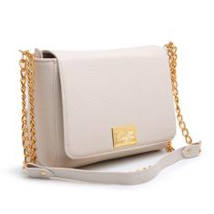 Bolsa Flap Transversal Feminina Alça em Corrente Com Ziper e Botão Magnético