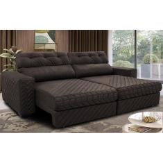 Sofá Retrátil e Reclinável 2,15m Molas Ensacadas Cama inBox Style. Thermo Gel Linho