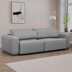 Sofá Retrátil 4 Lugares 240cm Essense CabeCasa MadeiraMadeira Cinza Mescla Claro