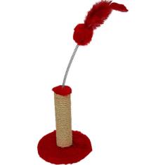 Brinquedo Arranhador São Pet Redondo em Pelúcia Vermelho - Tam. P