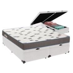 Cama Box Queen Com Bau Ortobom D33 Light Bege Cor:branco