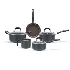 Jogo de Panelas Brinox Antiaderente Ceramic Life 5 Peças Fine Cinza Escuro