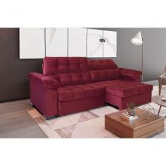 Sofá Retrátil E Reclinável 290 Cm Espanhol Veludo Bordô