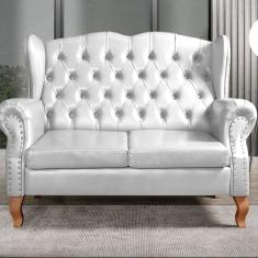 Sofá Imperador Namoradeira Chesterfield Retrô Colonial Branco
