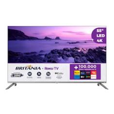 Smart TV DLED 55" Ultra HD Britânia 4K BTV55G7PR2CGB Roku TV com HDMI, USB, Wi-Fi, Dolby Audio e Processador Quad-Core