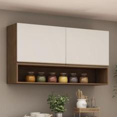 Armário Aéreo Cozinha Conecta 2 Portas Ebano Fosco/Off White Fosco - G