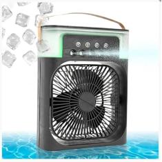 Ventilador Portátil Iluminação Umidificador Climatizador USB De Mesa (Preto)