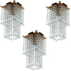 Kit 3 Lustre Plafon De Cristal Acrilico Spark Cobre - MARRYLUZ, Spark
