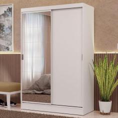 Guarda-Roupa 2 Portas de Correr com Espelho Branco Max Madesa, Branco