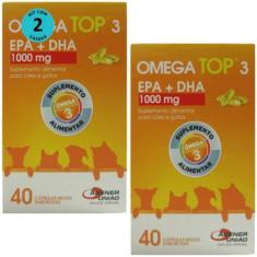 Suplemento Omega Top 3 1000mg - Cães e Gatos - Kit 2 Cx - Agener
