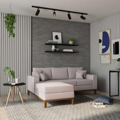 Sofá 3 Lugares Valles Com Chaise Esquerdo Linho Cru