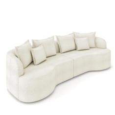 Sofá 4 Lugares Orgânico Living 250cm Mersa Bouclê Bege K01 - D'rossi