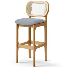 Banqueta Alta Para Cozinha Bancada Sala Tela Betta Fixa L02 Suede Cinza - Lyam