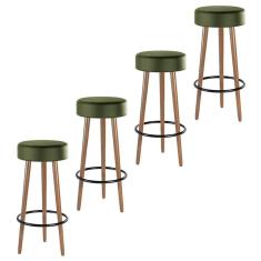 Kit 04 Banquetas Cozinha Londres D-33 Couríssimo Verde