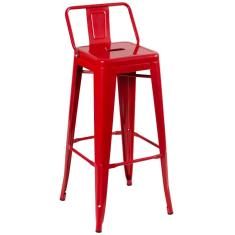 Banqueta Alta Com Encosto 76 Cm Vermelho