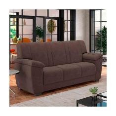 Sofá 3 Lugares Luizzi Roma Ii Com Revestimento Em Veludo 175cm De Largura Marrom