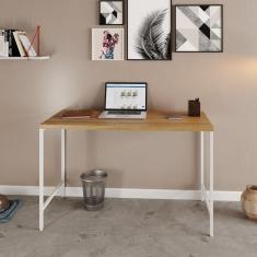 Escrivaninha Estilo Industrial 120cm Active Yescasa Lâmina Mel / Est.branca