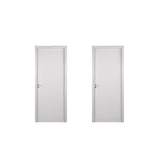 2 Kits Porta De Madeira Lisa 215x84cm Com Batente De Mdf Ultra 16cm Melamínico Branco