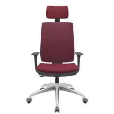 Cadeira Office Brizza Soft Poliester Vinho RelaxPlax Com Encosto Cabec
