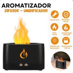 Difusor Aromatizador Flame Umidificador Ar Óleos Essenciais compacto l