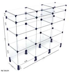 Balcão de Atendimento Modulado em Vidro com Porta Bijuteria - 1,20 x 1,00 x 0,30