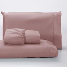 Jogo Lençol 400 Fios Ponto Palito Cama Casal 3pçs Poliéster - Rosê - E