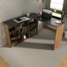 Escrivaninha Mesa Escritório 115,5x120cm em L 8 Nichos Montecello Yesc