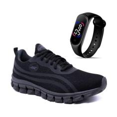 Kit Tênis Lege 23 Infantil para Escola e Dia a Dia + Relógio Led, Pret