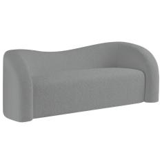 Sofá Curvo 3 Lugares Orgânico Sala Recepção Escritório Coréia 180cm Bouclé Cor Cinza