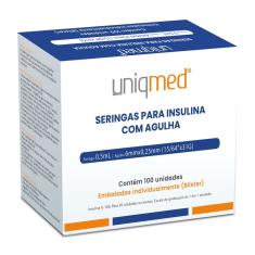Seringa Insulina 0,5mL 50UI agulha 6x0,25mm 31G c/100 un. uniqmed