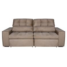 Sofá 5 Lugares Luizzi Bugatti II com Retrátil e Reclinável, Revestido em Tecido Veludo Plush e 251 cm de Largura