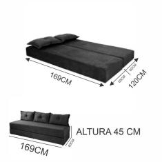 Sofá-cama preto 3 em 1 Sofanete