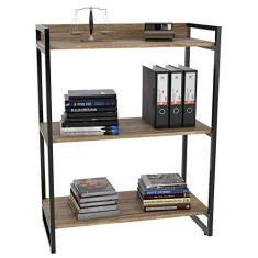 Estante Multiuso 3 Prateleiras Escritório Estilo Industrial Form C01 104x80 cm Carvalho - Lyam Decor