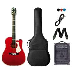 Kit Violão Folk Elétrico Tagima Andes Aço Vermelho + Caixa