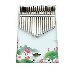 Piano de polegar infantil para amantes de música, 17 teclas Kalimba portátil Mbira Sanza Piano de madeira de pinheiro, teclado de percussão de dedo marimba, (18 cm x 13 cm) pintura colorida-P